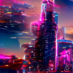 Vivid Neon Cityscape