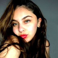 Stylish Young Woman in Red Lipstick