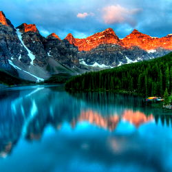 Scenic Lake View with Majestic Mountains in the Background