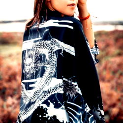 Stylish Model in Vibrant Patterned Jacket