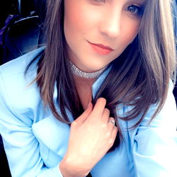 Model Capturing Brandi, posing in car for promotional image