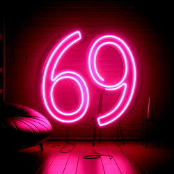 Pink Neon 69 Sign with Bootytropolis Logo