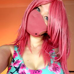 Vividly Pink Wig on OnlyFans Model