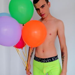 Fashionable and Fit Model with Colorful Balloons