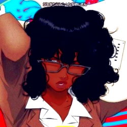 Miss.Terri K - Anime-style illustration of a female character with glasses and curly hair, possibly an adult given the context of the image.