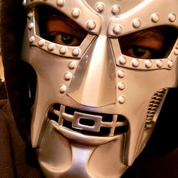A New York Model in a Silver Doom Mask