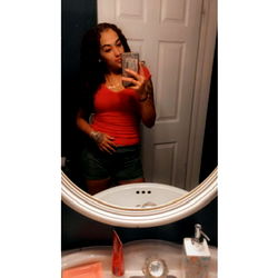 Model Angie in a Red Shirt