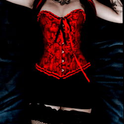 Amane Safire in a Red Corsette