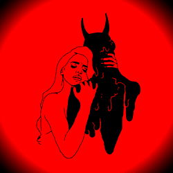 Stylized Illustration of a Woman and A Demonic Figure