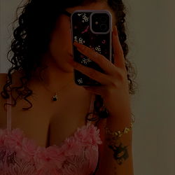 Sensual Adult Model Susana Lizarraga Posing for Selfie in Pink Lingerie