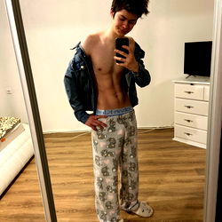 Green Tea Posing in Pajamas for Modeling Shoot