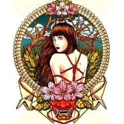 Woman in Nature with Pink Flowers