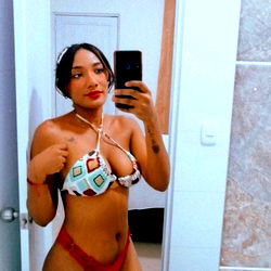 Andrea Caicedo - Bikini Model in Bathroom Mirror