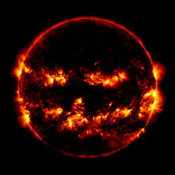 Solar Eclipse with Halloween-themed Sun
