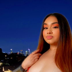 Spectacular cityscape at night with a beautiful model