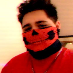 Stylish Skull Mask with Red Shirt