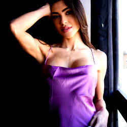 Selena Garcia - Elegant Model in Purple Dress