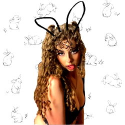 Female OnlyFans Model with Easter Bunny Ears and Long Curly Hair
