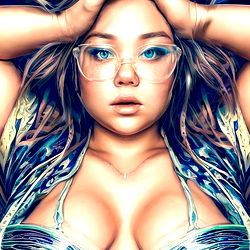 Ariebee_🐝 in a futuristic swimsuit