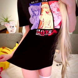 Aesthetic Anime T-Shirt with Long Blonde Hair and a Ponytail