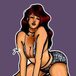 Stylized Illustration of a Model in a Lingerie Setting