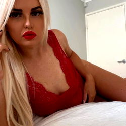 Loulou - Stunning Blonde Model in Red Lingerie