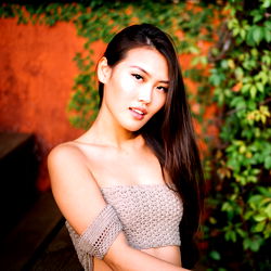 Stylish Model in a Knit Tank Top