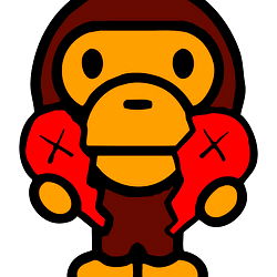 Stylized Illustration of a Chimp with Heart-shaped Accessories and a Smile, Appearing to Hold Hearts