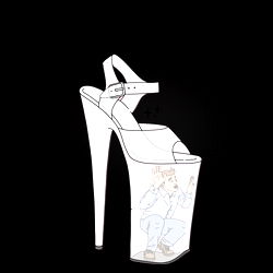 High-Heeled Shoe Illustration with Model Photograph