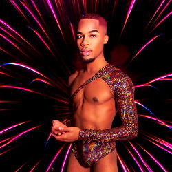 Vibrant and Futuristic Fashion-forward Fitness Model