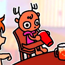 Adorable Anime Cat with Cup of Tea