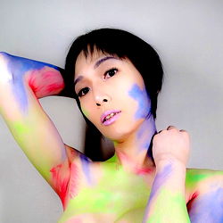 Artistic and Colorful Body Paint Model