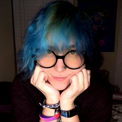Amy, the vibrant blue-haired girl