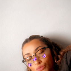 Ana, A Model with Purple Hair and Glasses