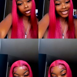 Vivid Pink Hair with Red Dreads