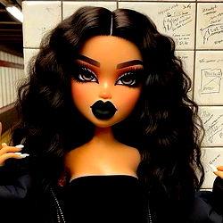 Sarah, a Doll with Black Hair and a Dark Lip