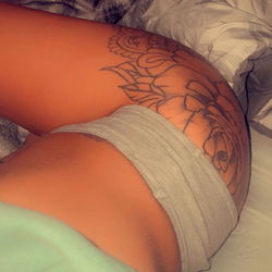 Intimate Tattooed Model in Gray Lingerie 