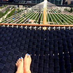 Vacation in Minnesota: Relaxing on a Rope Hammock