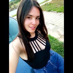 Colombian Model in Black Tank Top and Denim Jeans, Outdoor Portrait