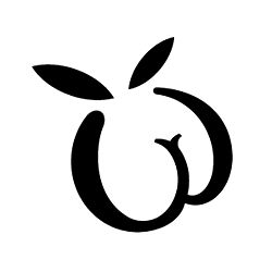 Stylized Line Drawing of Apple with Stem
