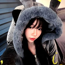 Cute Aya Model Pose in Stylish Bunny Ears Hoodie with Bangs