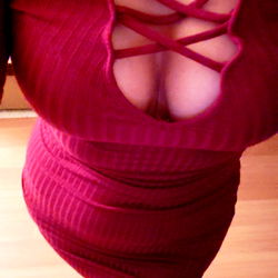 April Model in Daring Red Dress