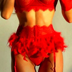 Model in Red Lingerie Advertisement