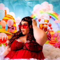 Vivid, Colorful Model Photoshoot with Unique and Creative Backdrop