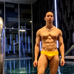 Fitness Model James HM in London Swimming Pool