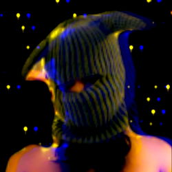 Model in Masked Costume with Tattoos