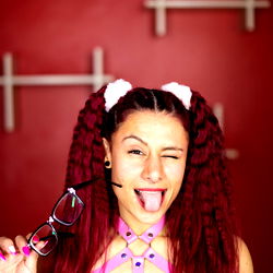 OnlyFans Model Fluffy_baby Posing with Pink Hair and Eye Makeup