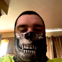 Casually Composed Deer Hunter Mask with Camo Background,