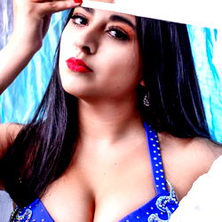 Model in a Colorful Swimsuit