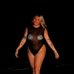 Stunning Jbabyy in a Glamorous Swimsuit on the Beach at Night